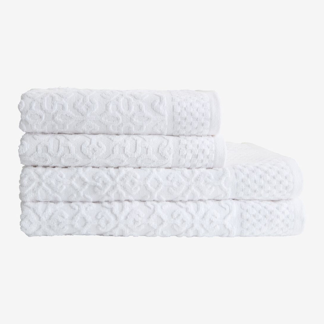 WHITE JACQUARD HAND TOWEL