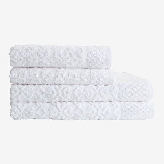 WHITE JACQUARD BATH TOWEL