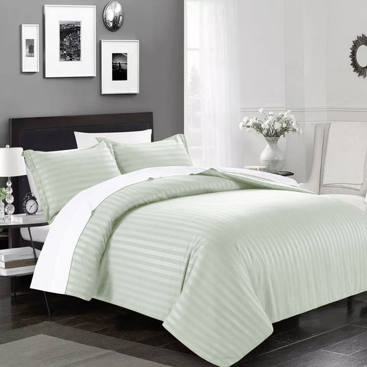 Pistachio Stripe Sateen Duvet Set