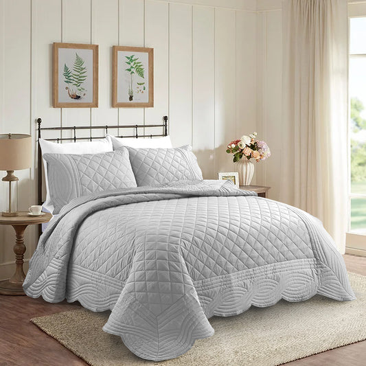 Silver Scallop Bed Spread Set