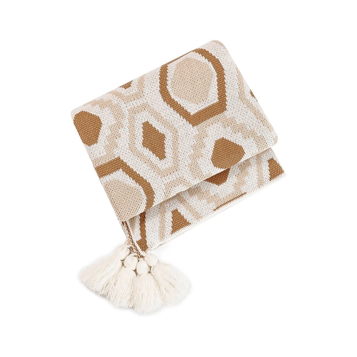 BOHO TASSEL THROW KHAKI