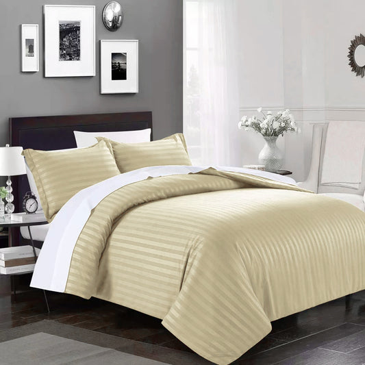 Corn Yellow Stripe Sateen Duvet Set