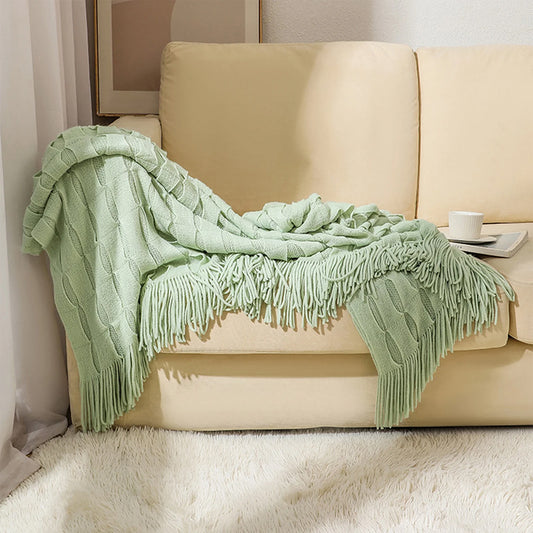 BEAN KNIT THROW GREEN
