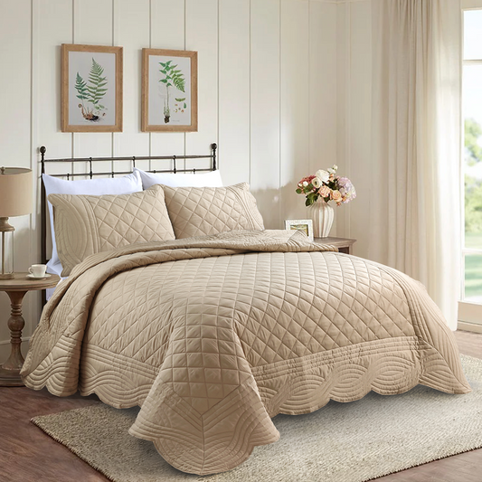 Sepia Scallop Bed Spread Set
