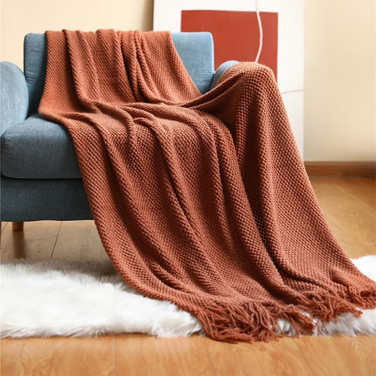 KNITTED MESH THROW RUST