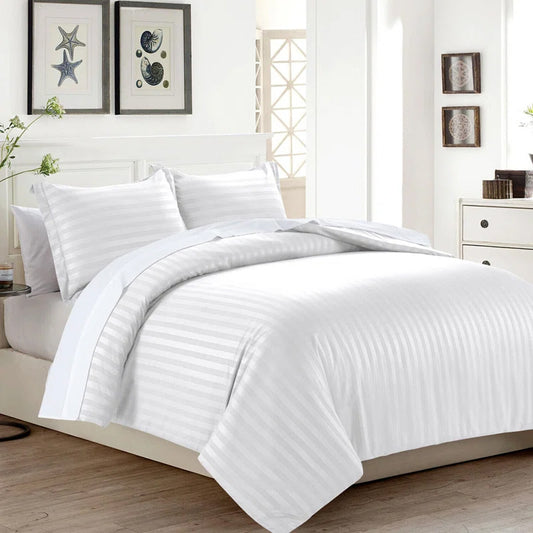 White Stripe Sateen Duvet Set