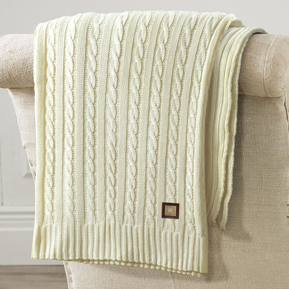 Cable Knit Throw Cream
