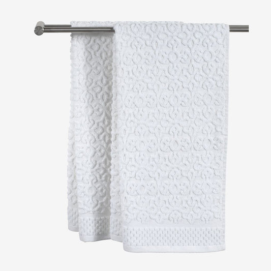 WHITE JACQUARD HAND TOWEL
