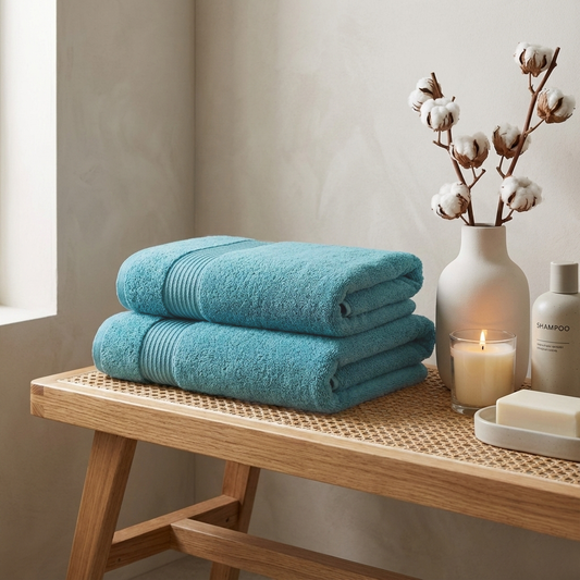 HERITAGE BLUE BATH TOWEL EGYPTIAN COTTON