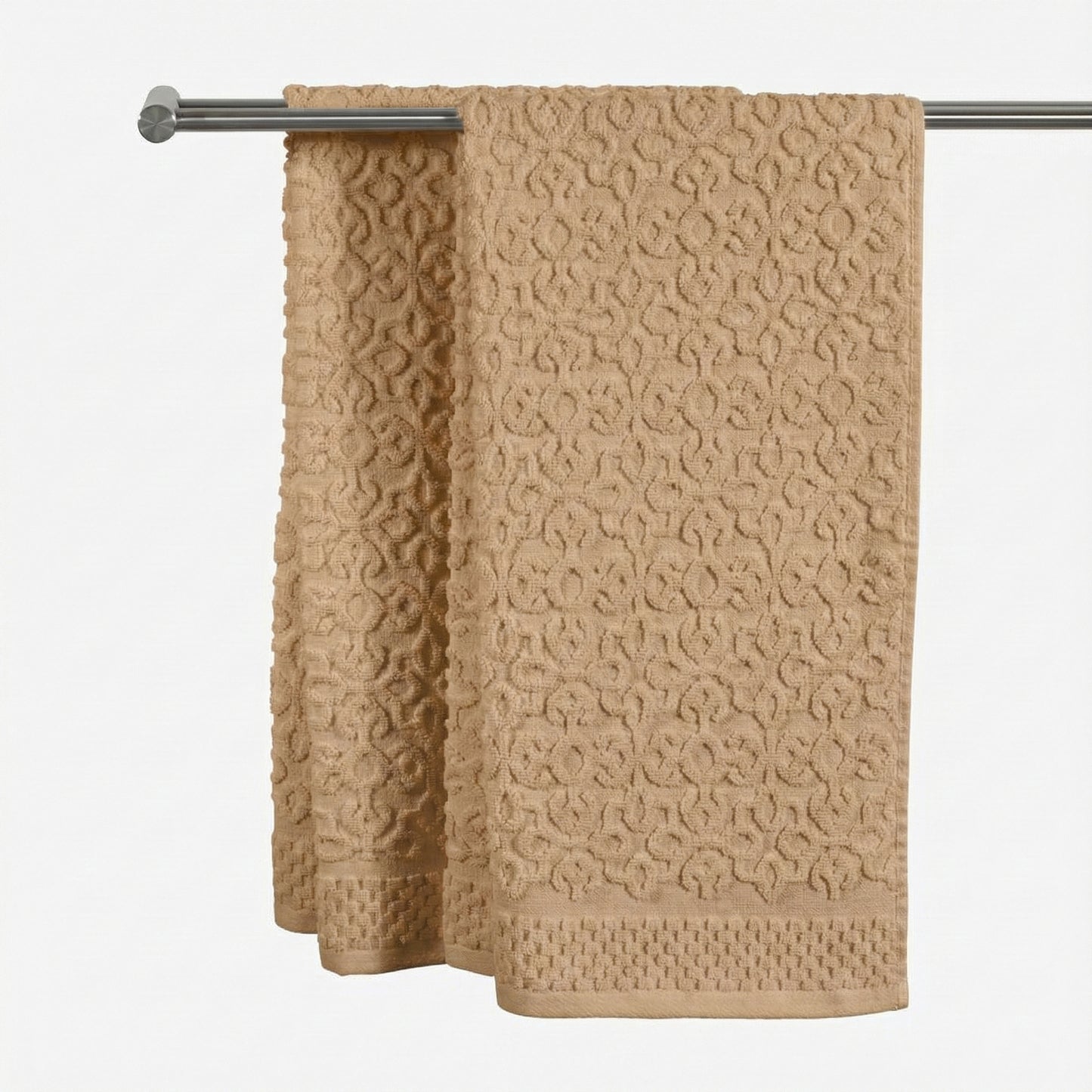 BEIGE JACQUARD BATH TOWEL