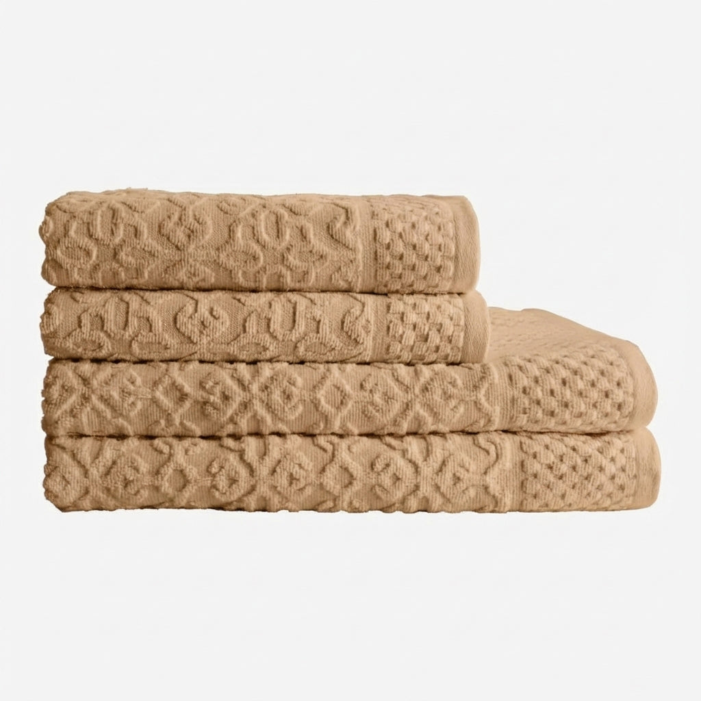 BEIGE JACQUARD BATH TOWEL