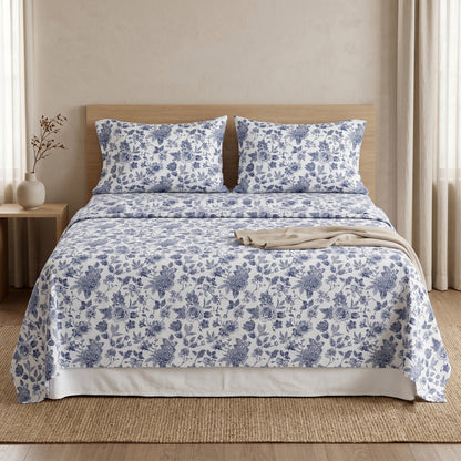 Blue Botanical Sheet Set