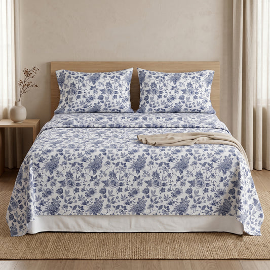 Blue Botanical Sheet Set