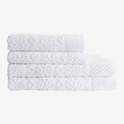 WHITE JACQUARD BATH TOWEL