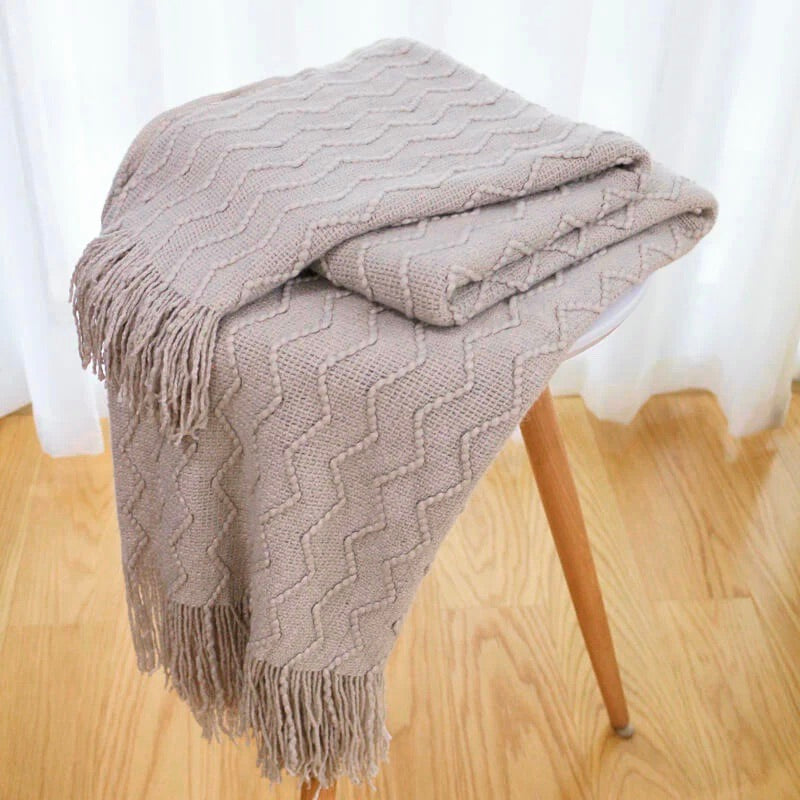 WAVY KNIT THROW KHAKI
