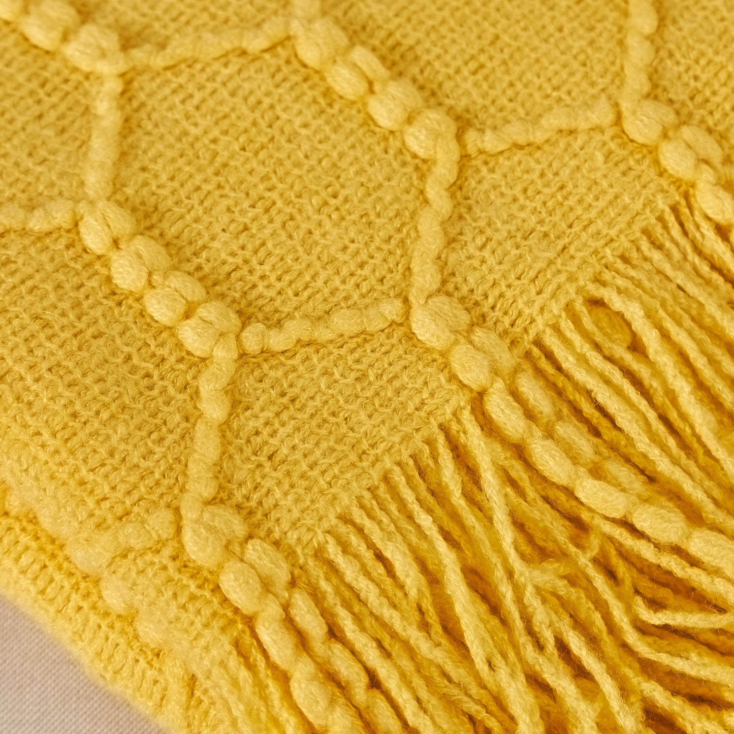 HEXA FRINGE THROW TURMERIC