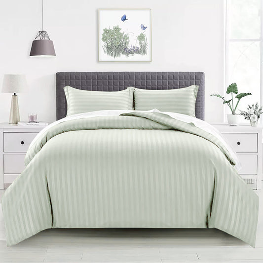 Pistachio Stripe Sateen Duvet Set