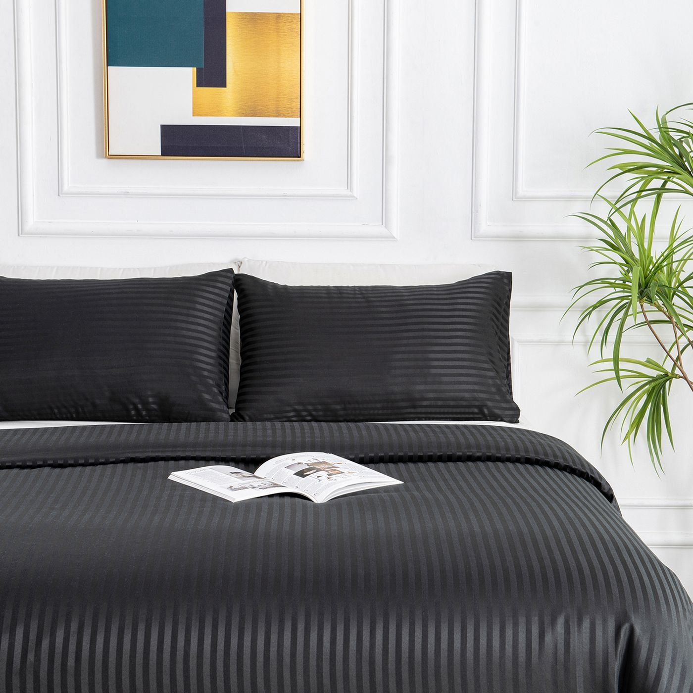 Black Stripe Sateen
