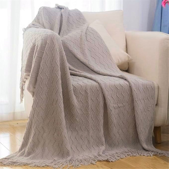 WAVY KNIT THROW KHAKI