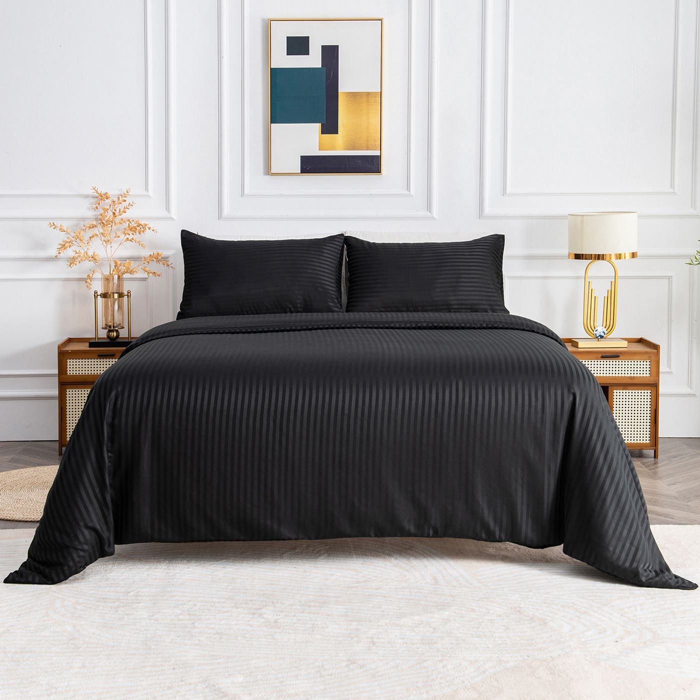 Black Stripe Sateen