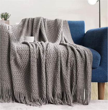 NORDIC FRINGE THROW ASH