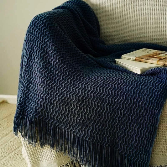 NORDIC FRINGE THROW NAVY