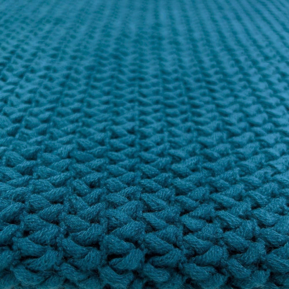 KNITTED MESH THROW TEAL