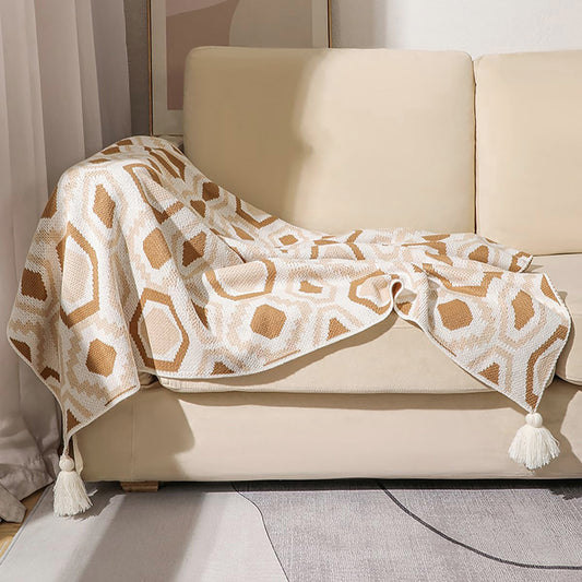 BOHO TASSEL THROW KHAKI
