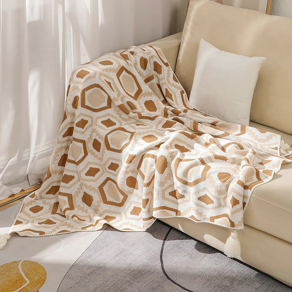 BOHO TASSEL THROW KHAKI