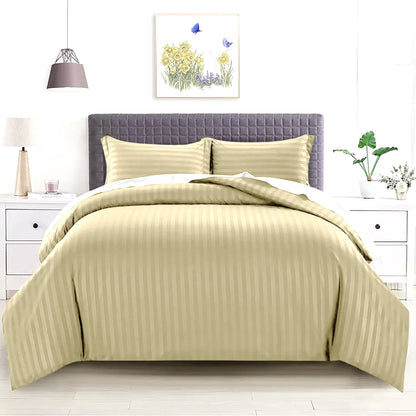 Corn Yellow Stripe Sateen Duvet Set