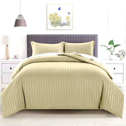 Corn Yellow Stripe Sateen Duvet Set