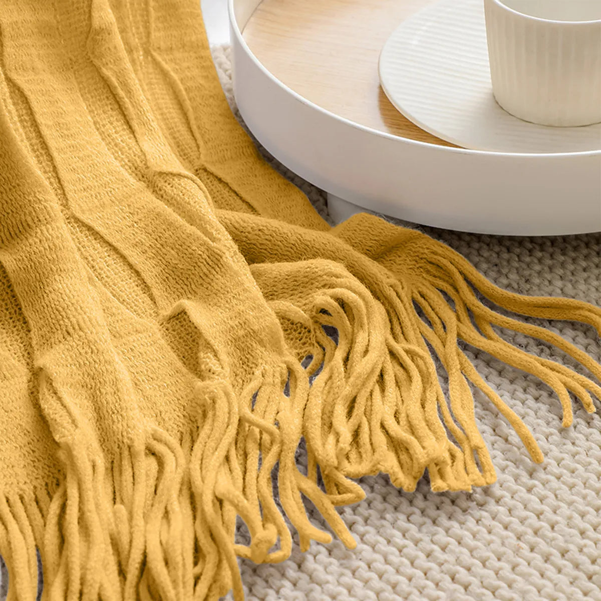 BEAN KNIT THROW TURMERIC
