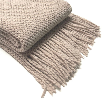 KNITTED MESH THROW KHAKI