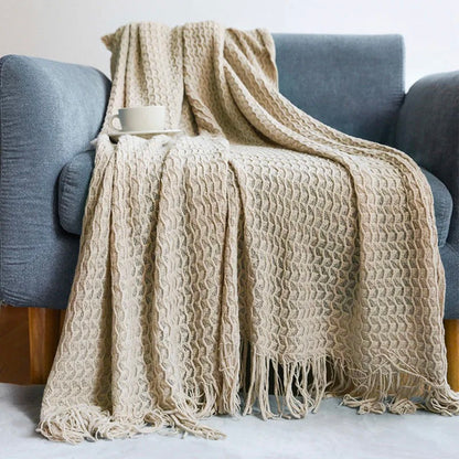 NORDIC FRINGE THROW KHAKI