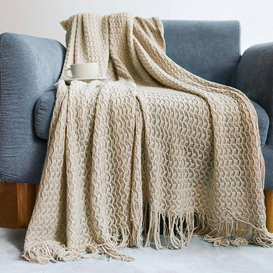 NORDIC FRINGE THROW KHAKI