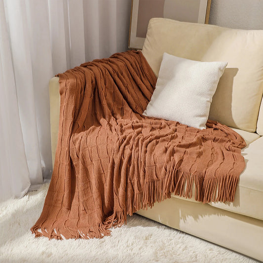 BEAN KNIT THROW RUST