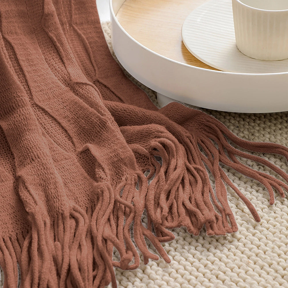 BEAN KNIT THROW RUST