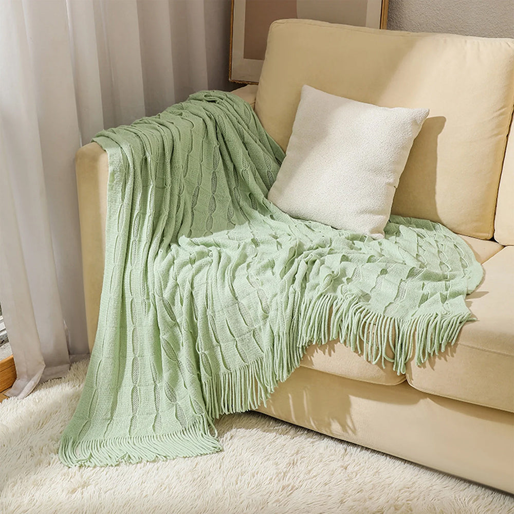 BEAN KNIT THROW GREEN