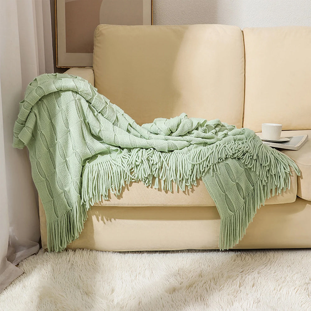 BEAN KNIT THROW GREEN