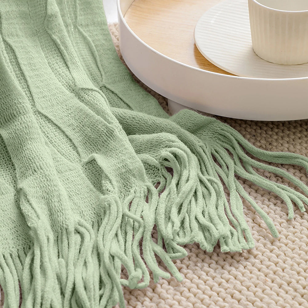 BEAN KNIT THROW GREEN