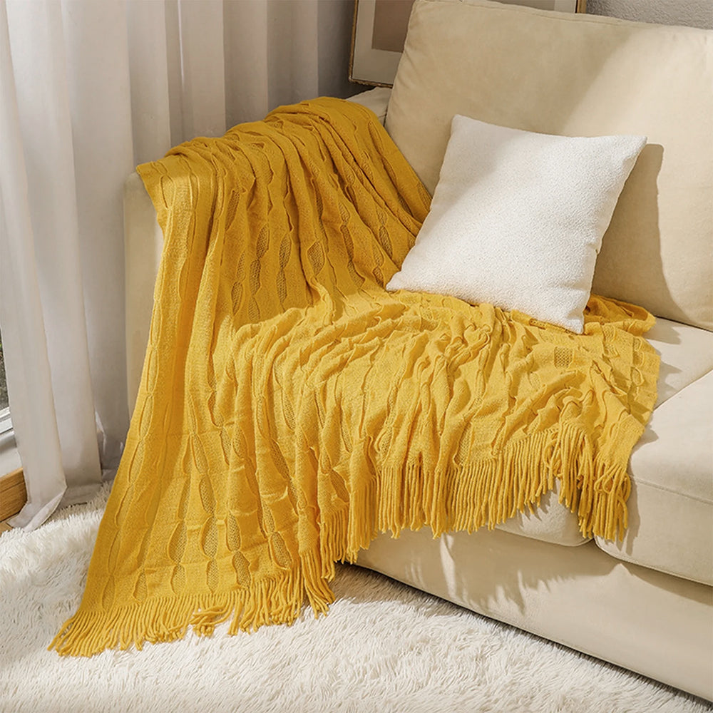 BEAN KNIT THROW TURMERIC