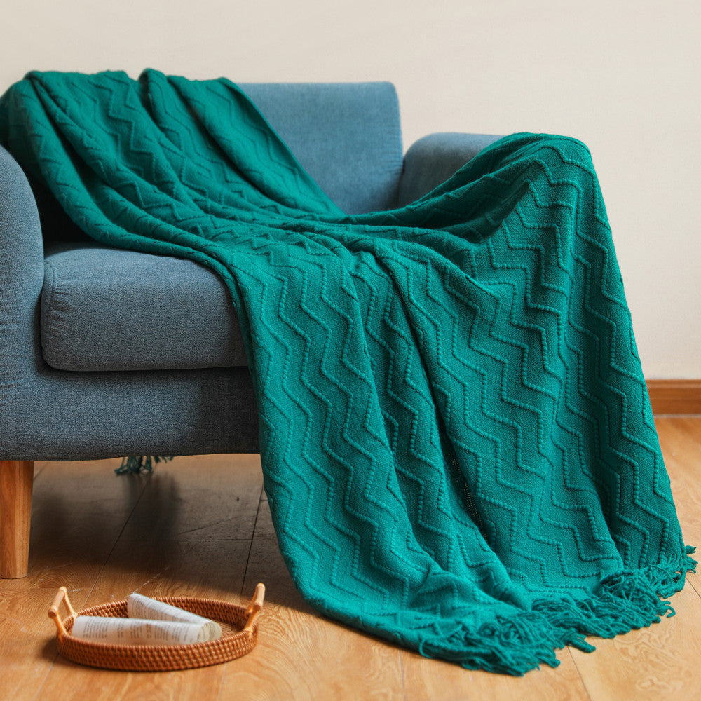 WAVY KNIT THROW TEAL