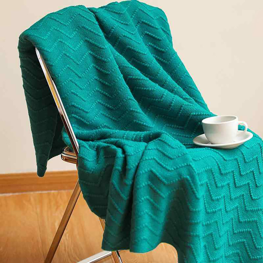 WAVY KNIT THROW TEAL