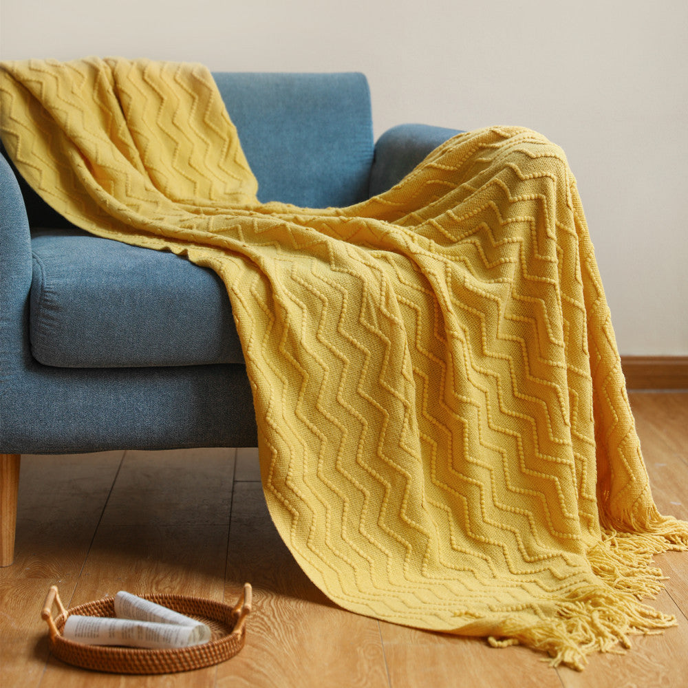 WAVY KNIT THROW TURMERIC