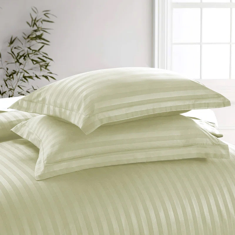 Light Olive Stripe Sateen Duvet Set
