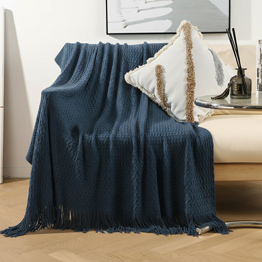 NORDIC FRINGE THROW NAVY