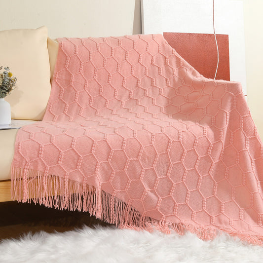 HEXA FRINGE THROW PINK