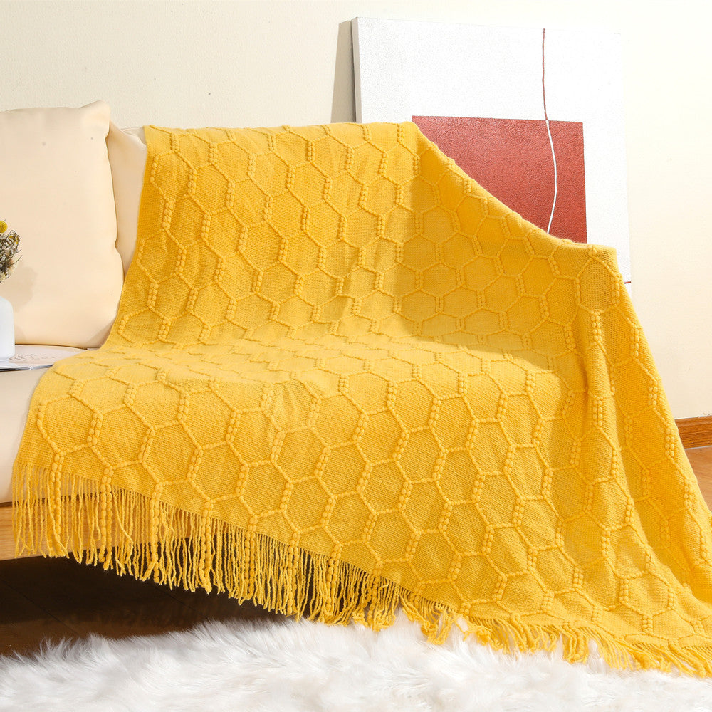HEXA FRINGE THROW TURMERIC