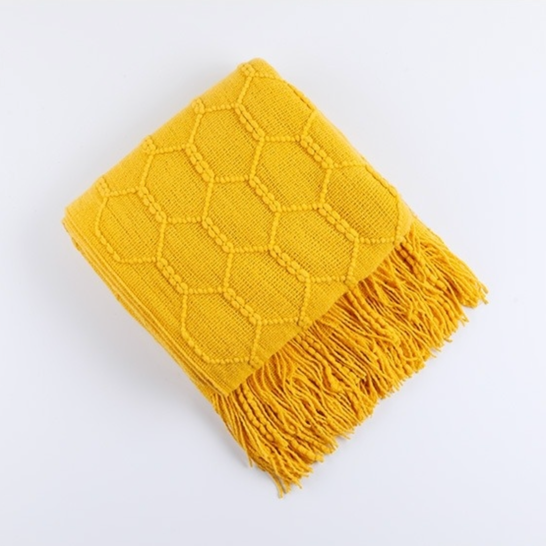 HEXA FRINGE THROW TURMERIC