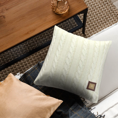 Cable Knit Cushion Cream